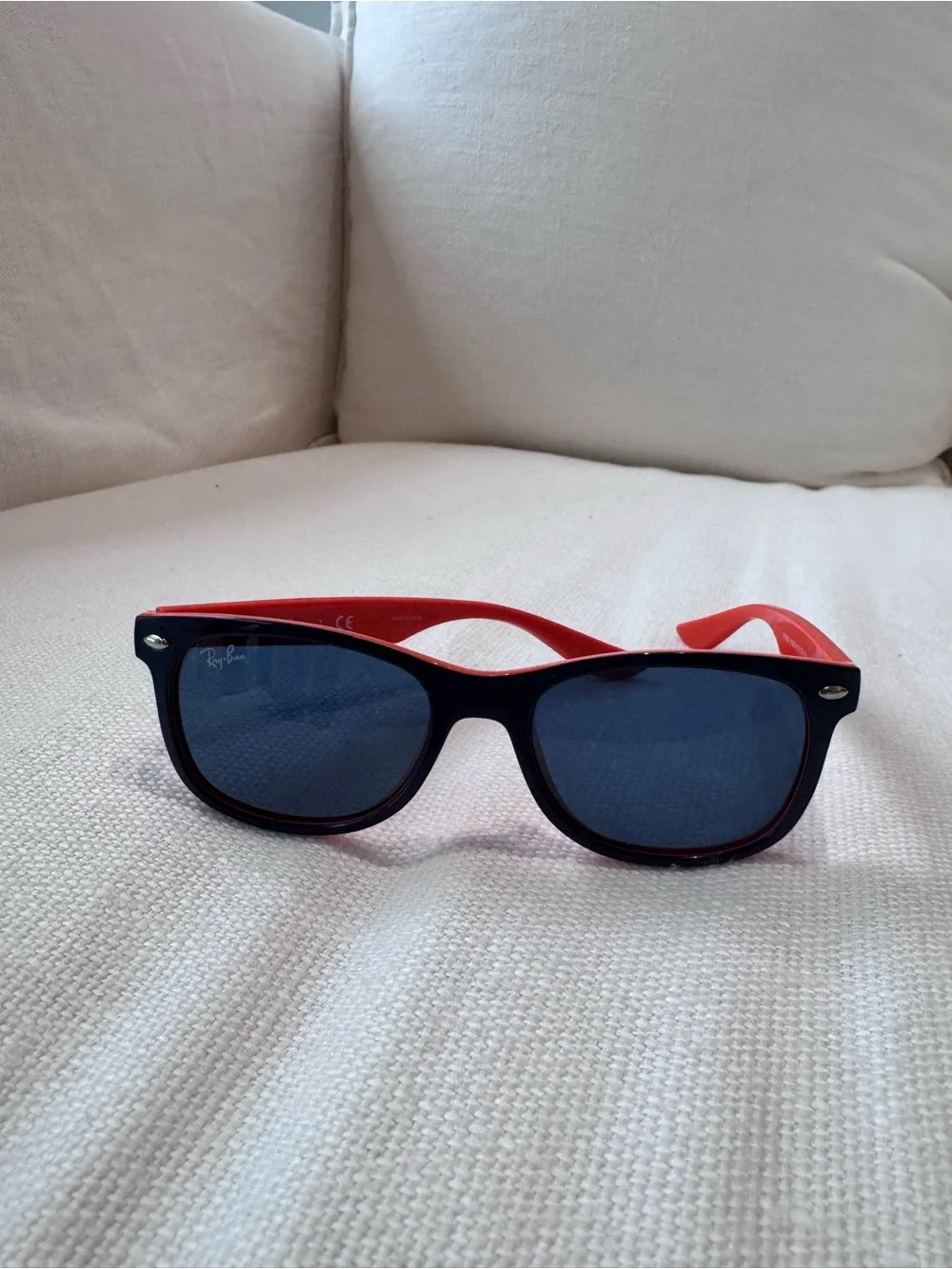 Ray-Ban Kids Black Front with Red Temples Sunglasses